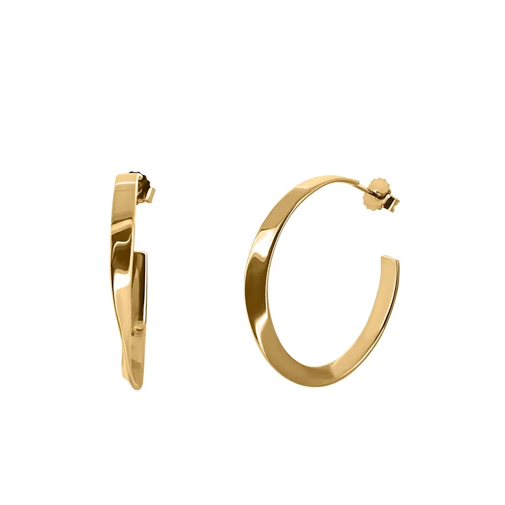 Bold Hoop Earrings Gold Plated Sterling Silver