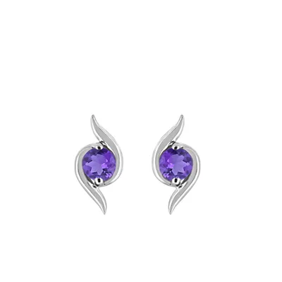 Earrings with Amethyst in 10kt White Gold