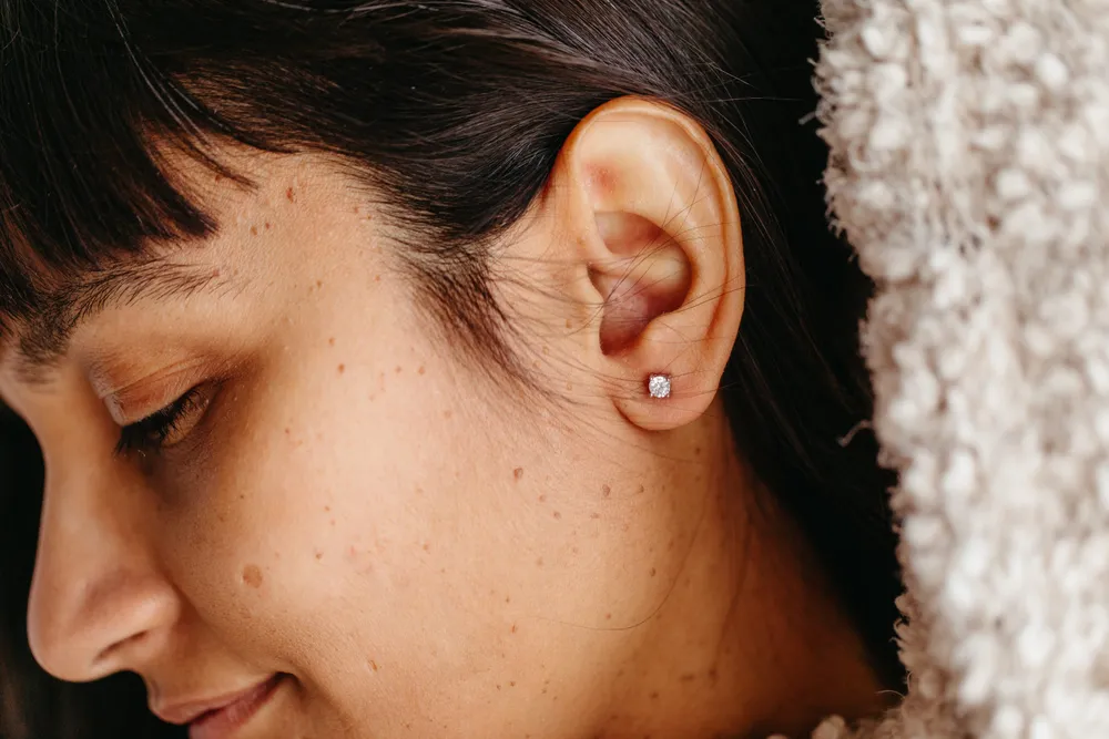 Stud Earrings with Cubic Zirconia in Sterling Silver