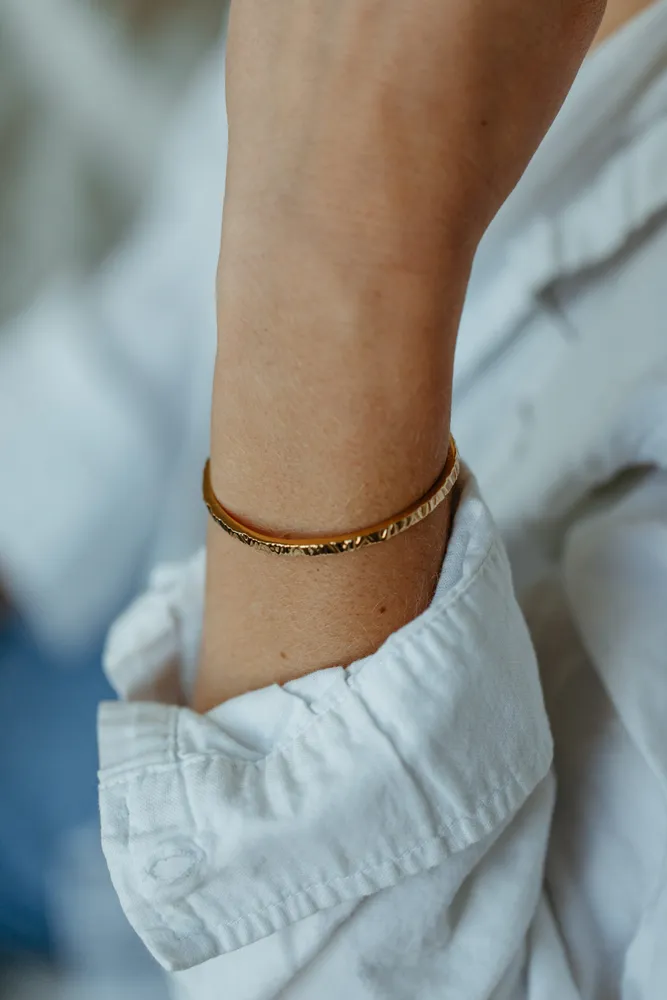 3MM Open Textured Bangle Sterling Silver