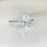 Ring with 8X10MM Pear Shape Aquamarine in 10kt White Gold