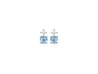 Earrings with Blue Topaz and Cubic Zirconia Sterling Silver