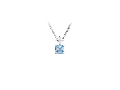 Pendant with Blue Topaz and Cubic Zirconia Sterling Silver