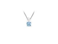 Pendant with Blue Topaz and Cubic Zirconia Sterling Silver