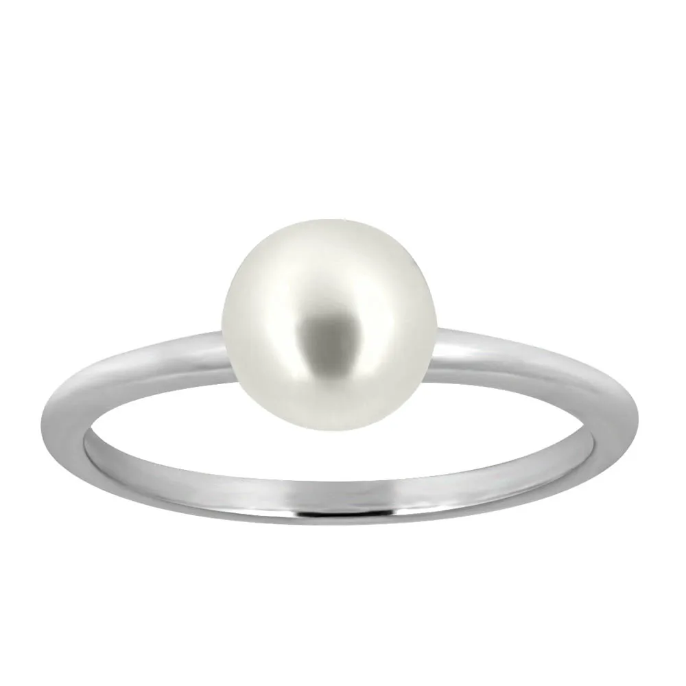 Ring with White Pearl in Sterling Silver