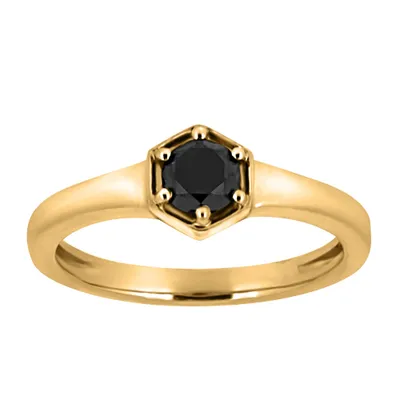 Ring with .50 Carat Black Diamond 10kt Yellow Gold