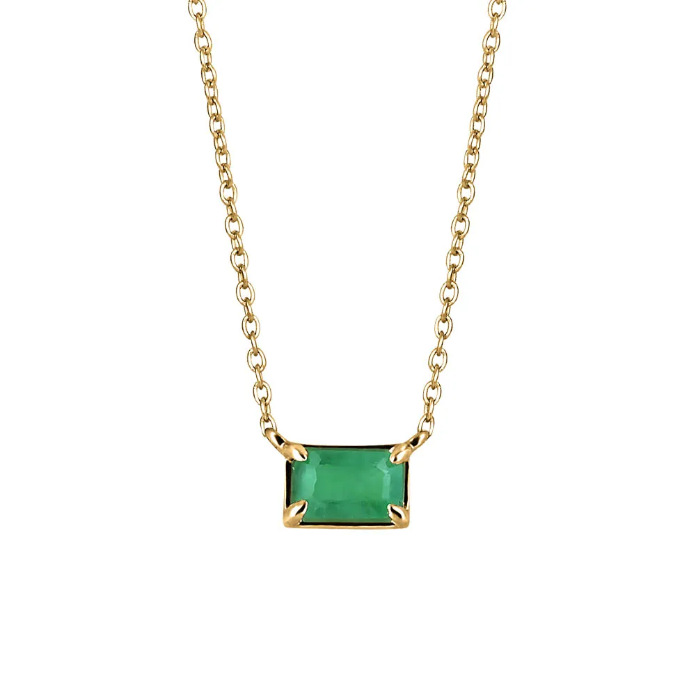 16″-18″ Necklace with Emerald 10kt Yellow Gold