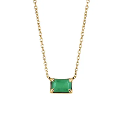 16″-18″ Necklace with Emerald 10kt Yellow Gold