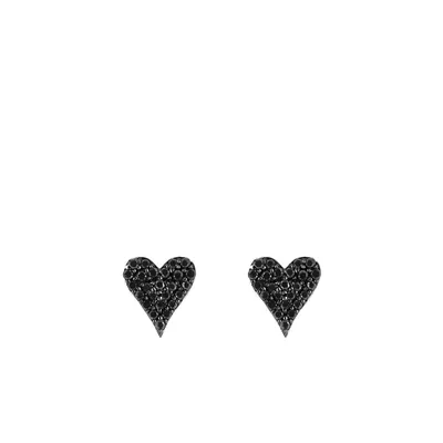 Heart Earrings with .15 Carat TW of Black Diamonds Sterling Silver