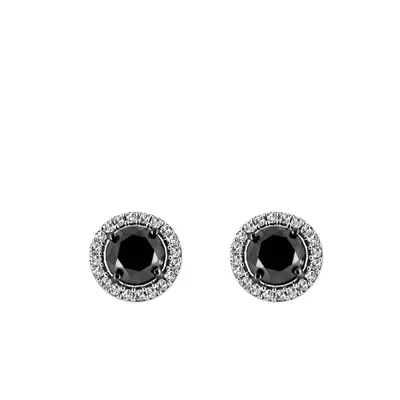 Earrings with 1.15 Carat TW of Black and White Diamonds 10kt Gold