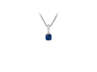 Pendant with Created Blue Sapphire and Cubic Zirconia Sterling Silver Chain