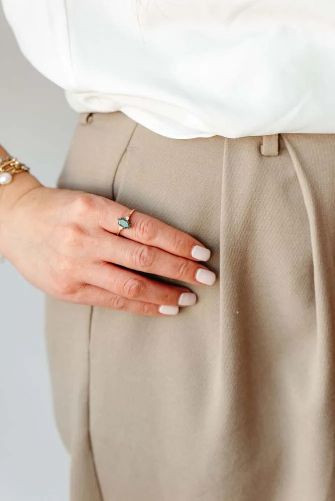 Ring with Moss Agate and .06 Carat TW of Diamonds 14kt Rose Gold