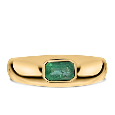 Ring With 5.5X3.5MM Emerald Cut Emerald Ring in 10kt Yellow Gold