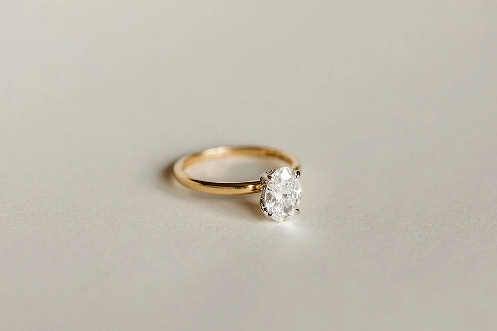 Oval Engagement Ring with 1.33 Carat TW of Lab Created Diamonds in 14kt Yellow Gold