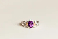 Enchanted Disney Ariel Ring with Amethyst, White Topaz and .20 Carat TW of Diamonds Sterling Silver