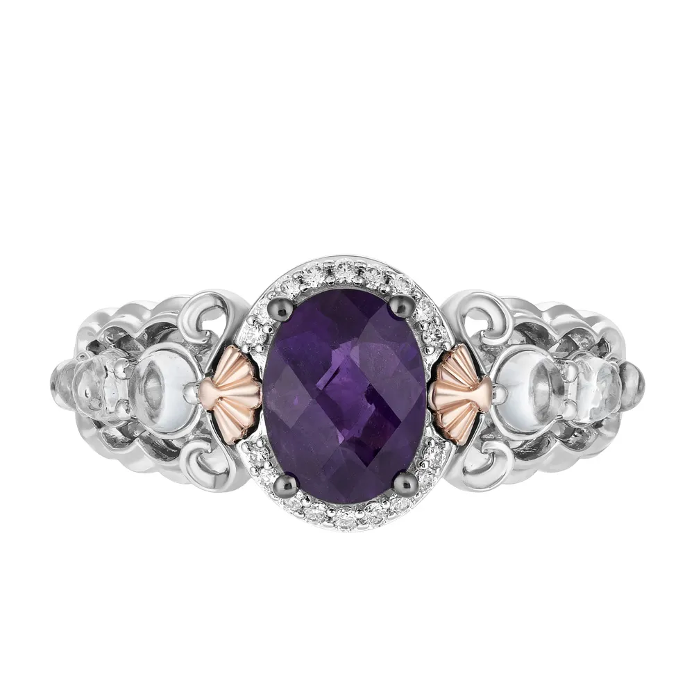 Enchanted Disney Ariel Ring with Amethyst, White Topaz and .20 Carat TW of Diamonds Sterling Silver