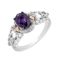 Enchanted Disney Ariel Ring with Amethyst, White Topaz and .20 Carat TW of Diamonds Sterling Silver