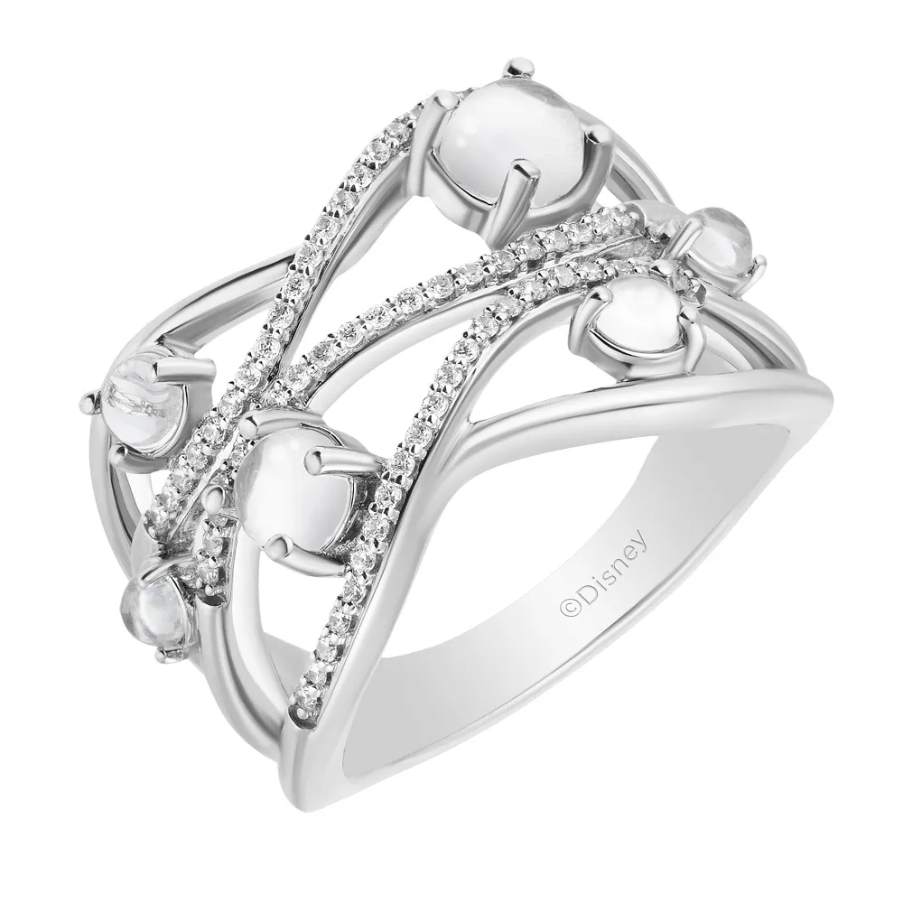 Enchanted Disney Ariel Ring with White Topaz and .20 Carat TW of Diamonds Sterling Silver