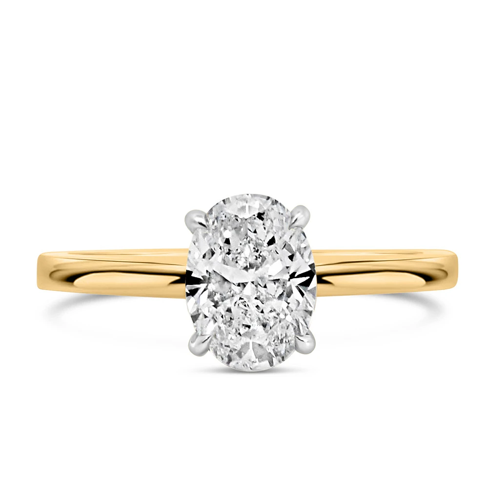 Oval Engagement Ring with 1.33 Carat TW of Lab Created Diamonds in 14kt Yellow Gold