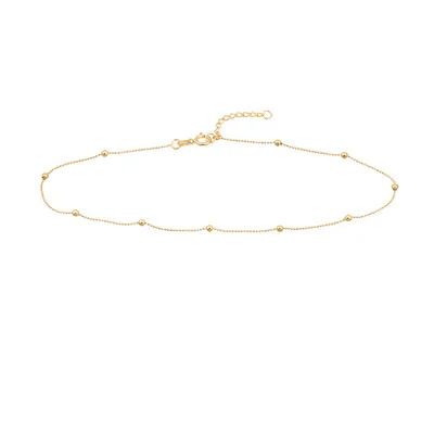 9″-10″ Bead Anklet 14kt Yellow Gold