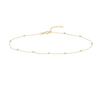 9″-10″ Bead Anklet 14kt Yellow Gold