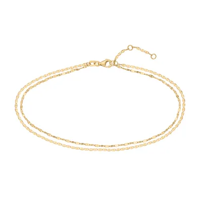 9″-10″ Double Strand Anklet 14kt Yellow Gold