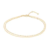 9″-10″ Double Strand Anklet 14kt Yellow Gold