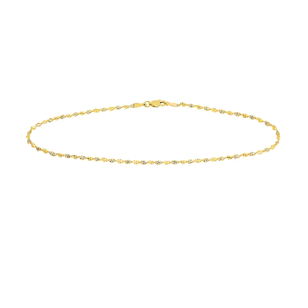 9″-10″ Dorica Anklet 14kt Yellow, Rose, and White Gold