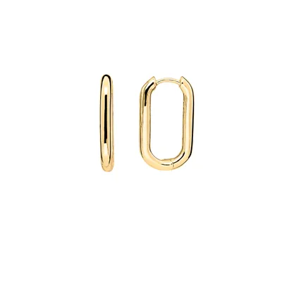 Elongated Hoop Earrings Gold Plated Sterling Silver