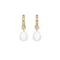 Hoop Earrings with White Freshwater Pearl Gold Plated Sterling Silver