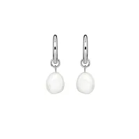 Hoop Earrings with White Freshwater Pearl Sterling Silver