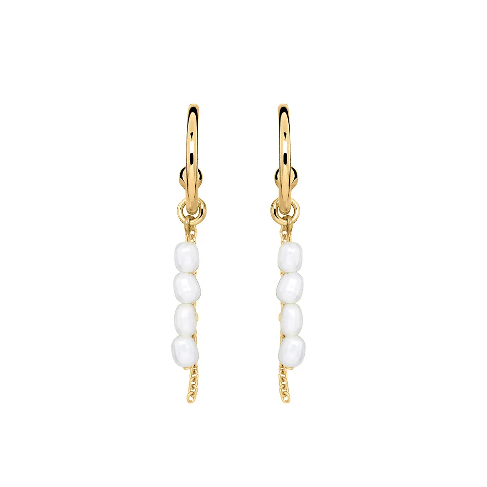 Earrings with White Freshwater Pearl Gold Plated Sterling Silver