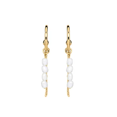 Earrings with White Freshwater Pearl Gold Plated Sterling Silver