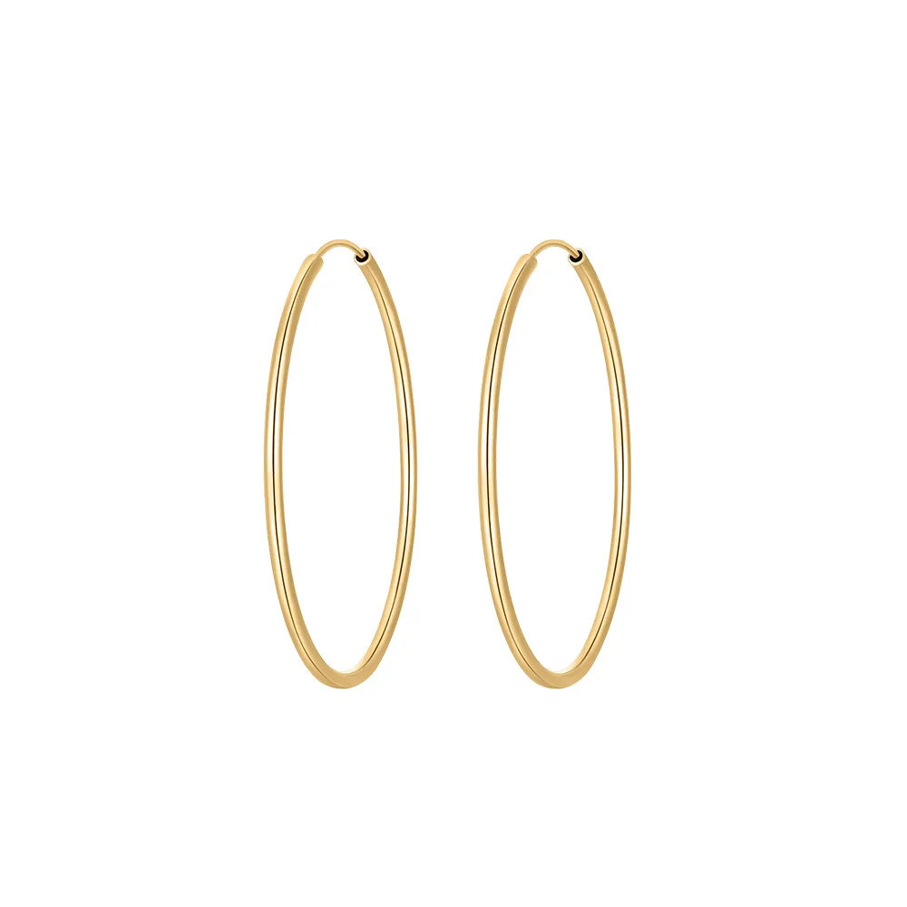 50MM Sleeper Hoop Earrings Gold Plated Sterling Silver