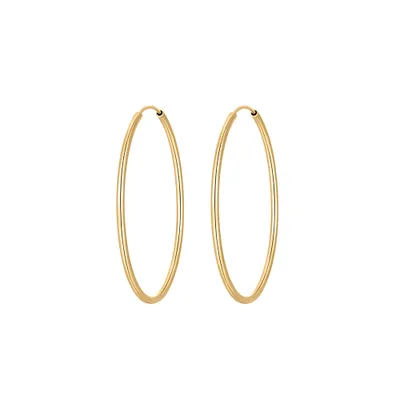 50MM Sleeper Hoop Earrings Gold Plated Sterling Silver