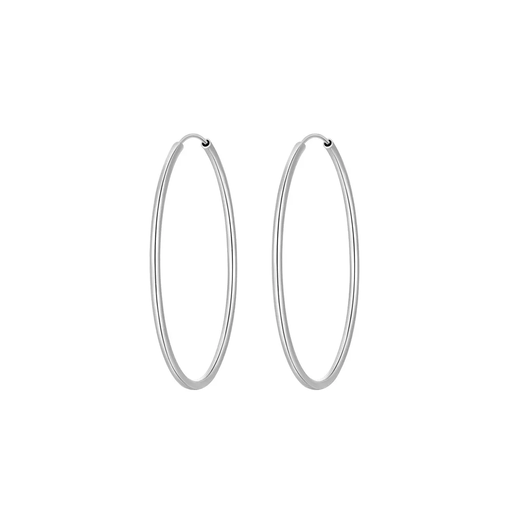 50MM Sleeper Hoop Earrings in Sterling Silver