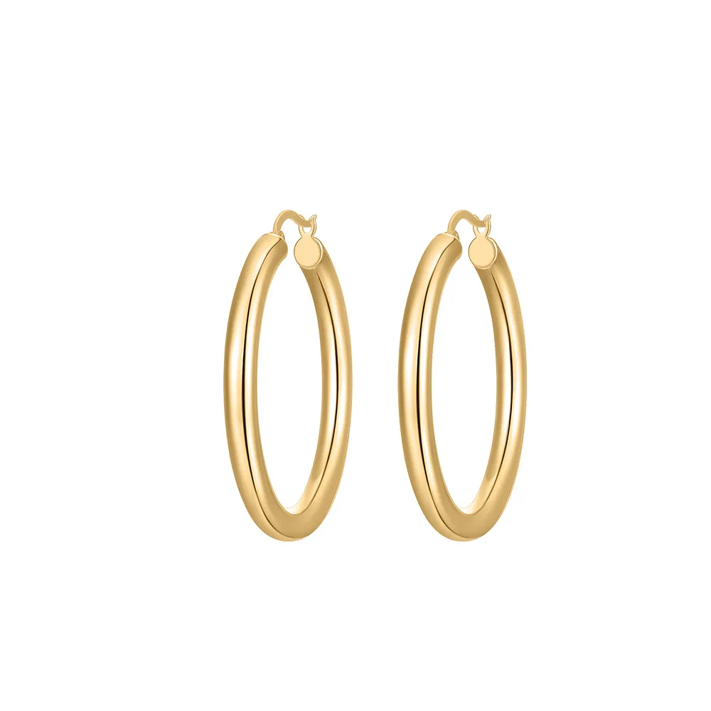 Hailey Slim Weightless 40MM Hoop Earrings Gold Plated Sterling Silver