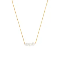 16.5″-17.5″ Necklace with White Freshwater Pearl Gold Plated Sterling Silver