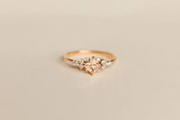 Ring with 4X4MM Princess Cut Morganite and .12 Carat TW of Diamonds in 14kt Rose Gold