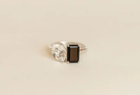 Toi et Moi Ring with Onyx and White Topaz 14kt Gold