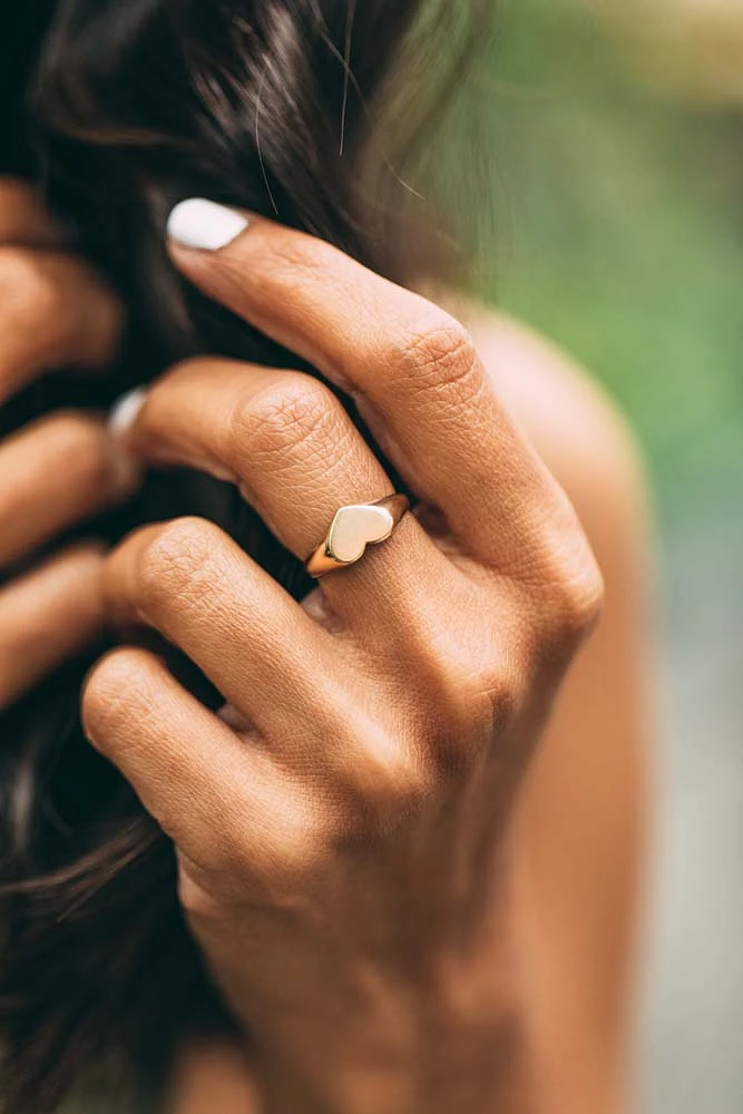 Heart Signet Ring in 10kt Yellow Gold