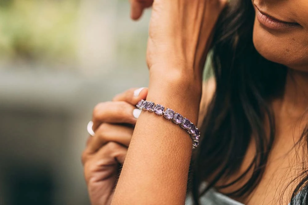 8″ Bracelet with Amethyst in Sterling Silver