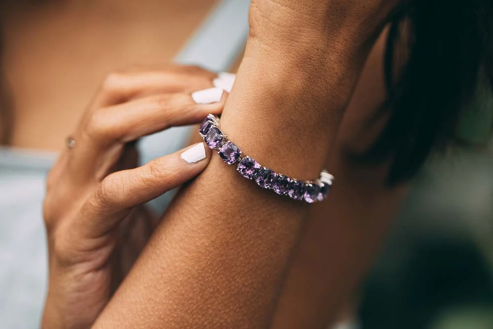 8″ Bracelet with Amethyst in Sterling Silver