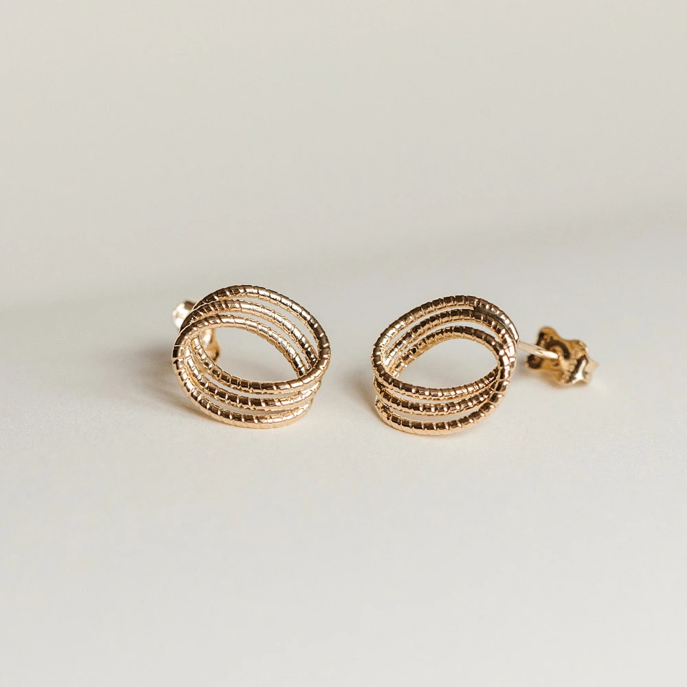 Triple Curve Helix Stud Earrings 10kt Yellow Gold