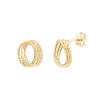 Triple Curve Helix Stud Earrings 10kt Yellow Gold