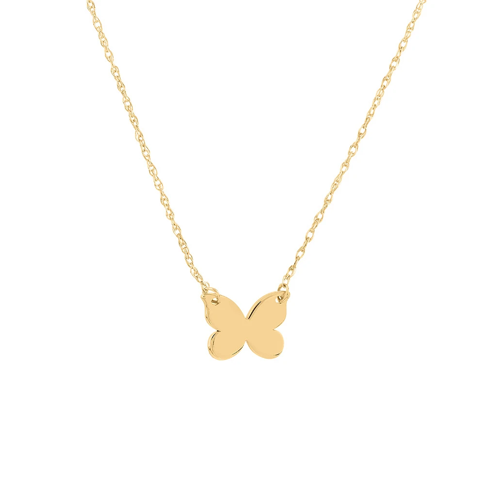 16″-18″ Mini Butterfly Necklace 14kt Yellow Gold