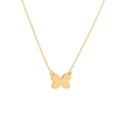 16″-18″ Mini Butterfly Necklace in 14kt Yellow Gold