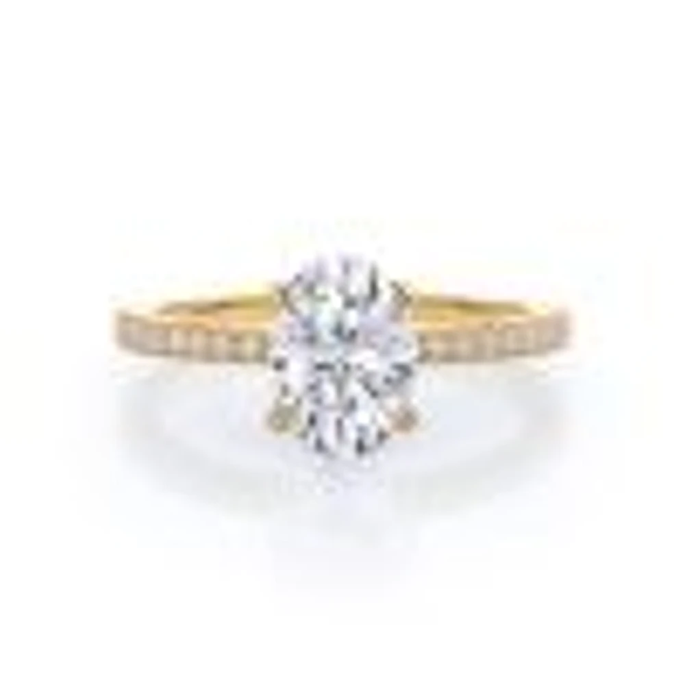 Petite French Set Lab Created Diamond Engagement Ring