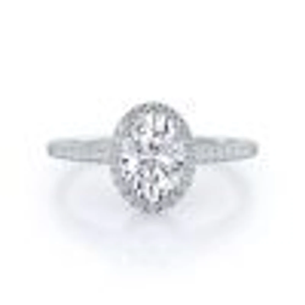 Oval Cathedral Halo Lab Created Diamond Engagement Ring