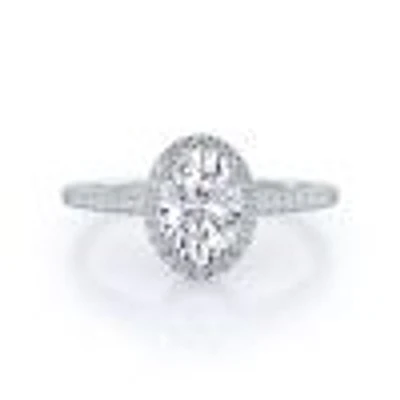 Oval Cathedral Halo Lab Created Diamond Engagement Ring